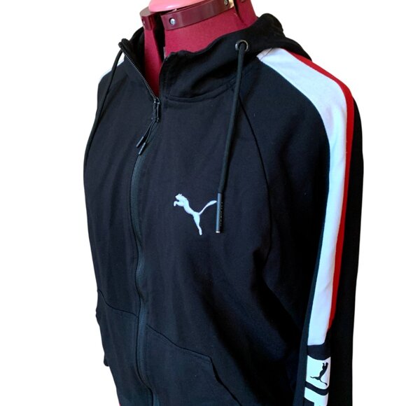 PUMA - Training full-zip track Jacket - Black, White and Red Stripes - Boys XL - Picture 5 of 15